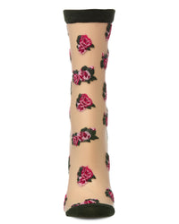 Rose Sheer Crew Olive Gifts + Accessories Socks Me Moí