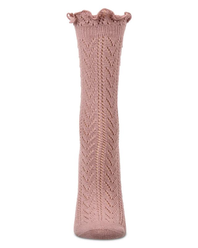 Ruffle Pointelle Crew Mauve Gifts + Accessories Socks Me Moí