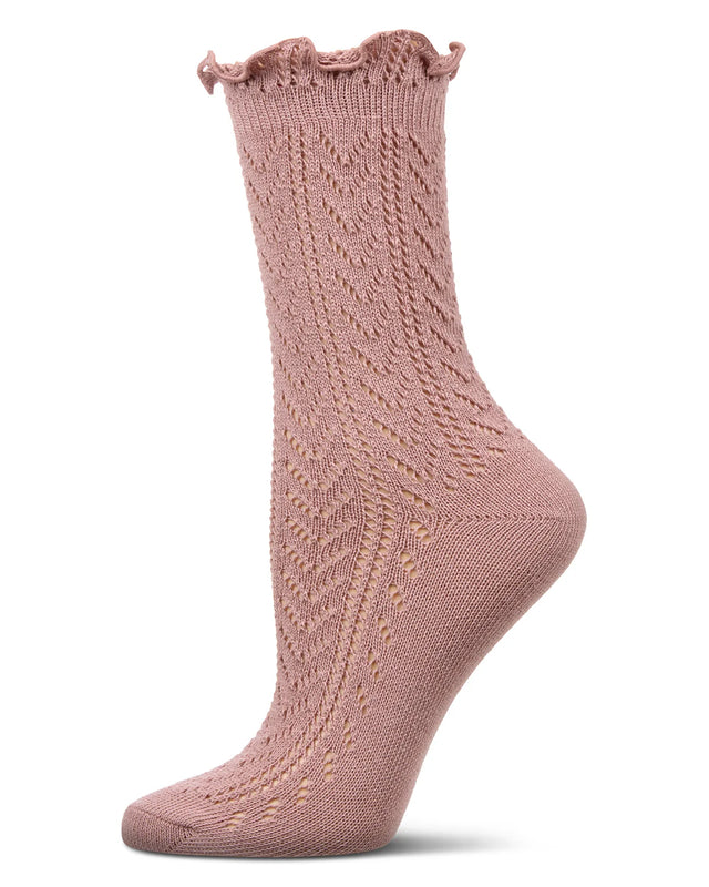 Ruffle Pointelle Crew Mauve Gifts + Accessories Socks Me Moí