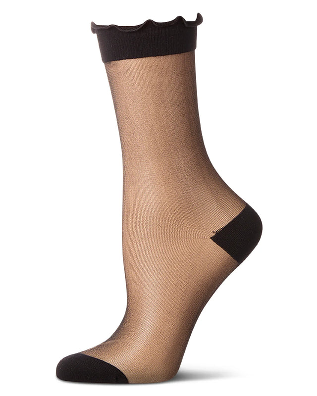Lettuce Edge Sheer Crew Black Gifts + Accessories Socks Me Moí