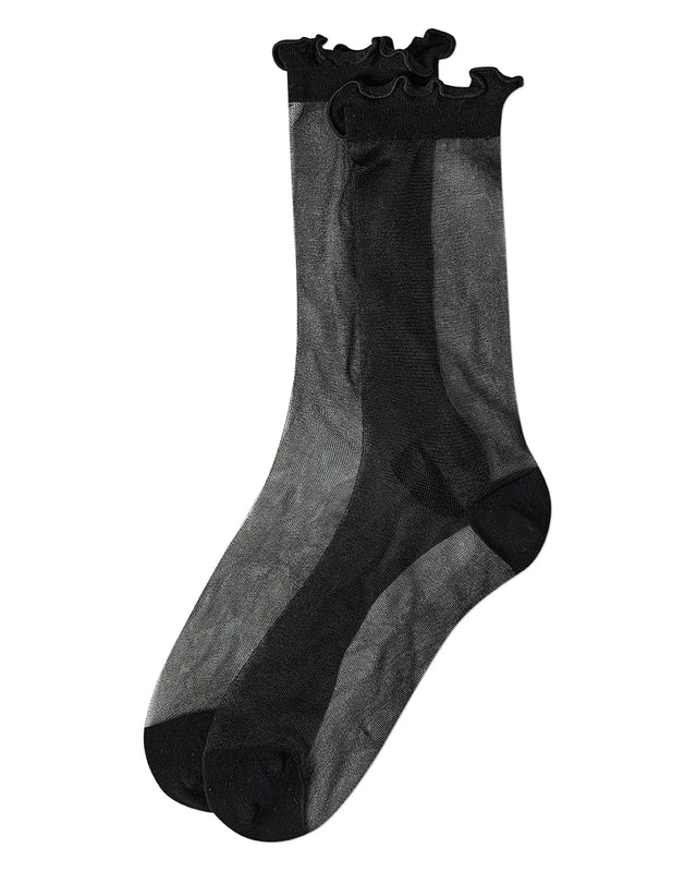 Lettuce Edge Sheer Crew Black Gifts + Accessories Socks Me Moí