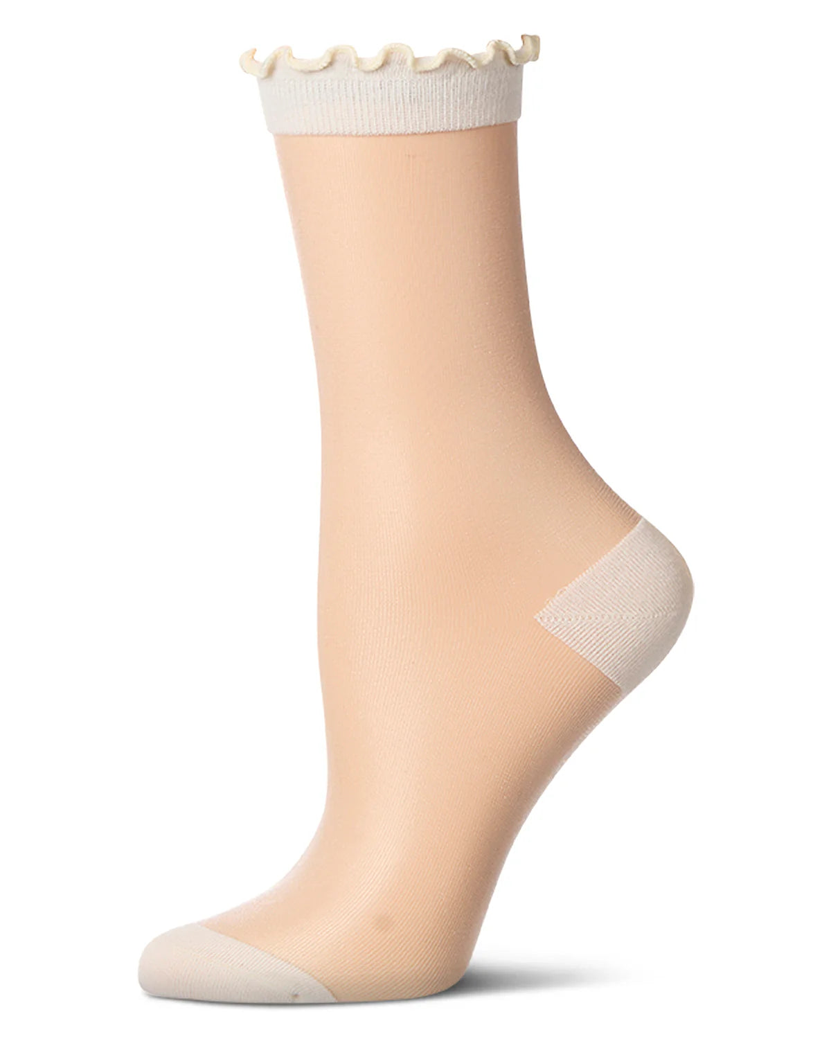 Lettuce Edge Sheer Crew Ivory Gifts + Accessories Socks Me Moí