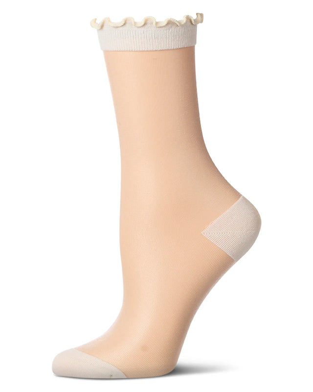 Lettuce Edge Sheer Crew Ivory Gifts + Accessories Socks Me Moí