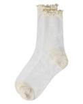 Lettuce Edge Sheer Crew Ivory Gifts + Accessories Socks Me Moí