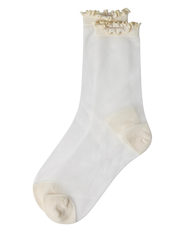 Lettuce Edge Sheer Crew Ivory Gifts + Accessories Socks Me Moí
