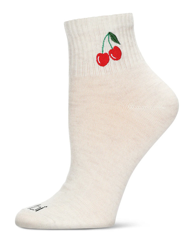 Cherry Quarter Sock Oatmeal Heather Gifts + Accessories Socks Me Moí
