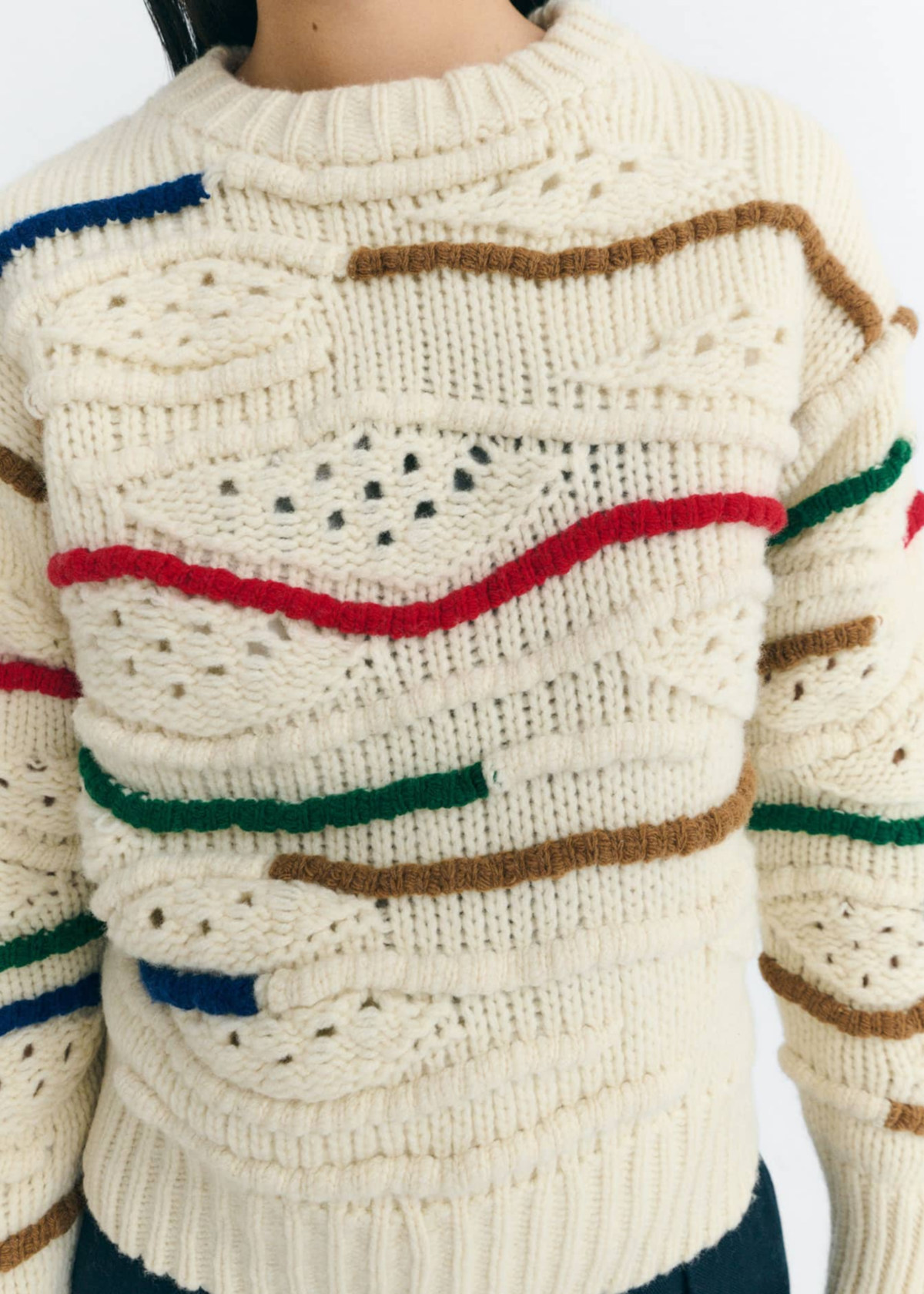 Multicolor Macrame Candela Knitted Sweater Women's Tops Thinking Mu