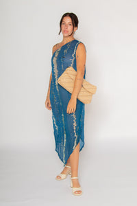 One Shoulder Crinkle Dress Water Reflection Print Women's Dresses Esthé