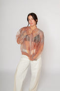 Printed Organza Bomber Jacket Pink Sunset Ombre Women's Tops Esthé