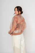 Printed Organza Bomber Jacket Pink Sunset Ombre Women's Tops Esthé