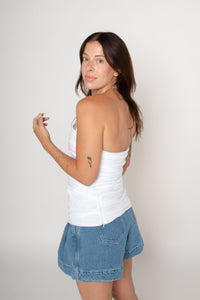 One Shoulder Pleated Poplin Top White Women's Tops Esthé