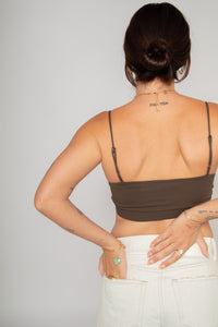 Twisted Front Cut-out Bralette Brown