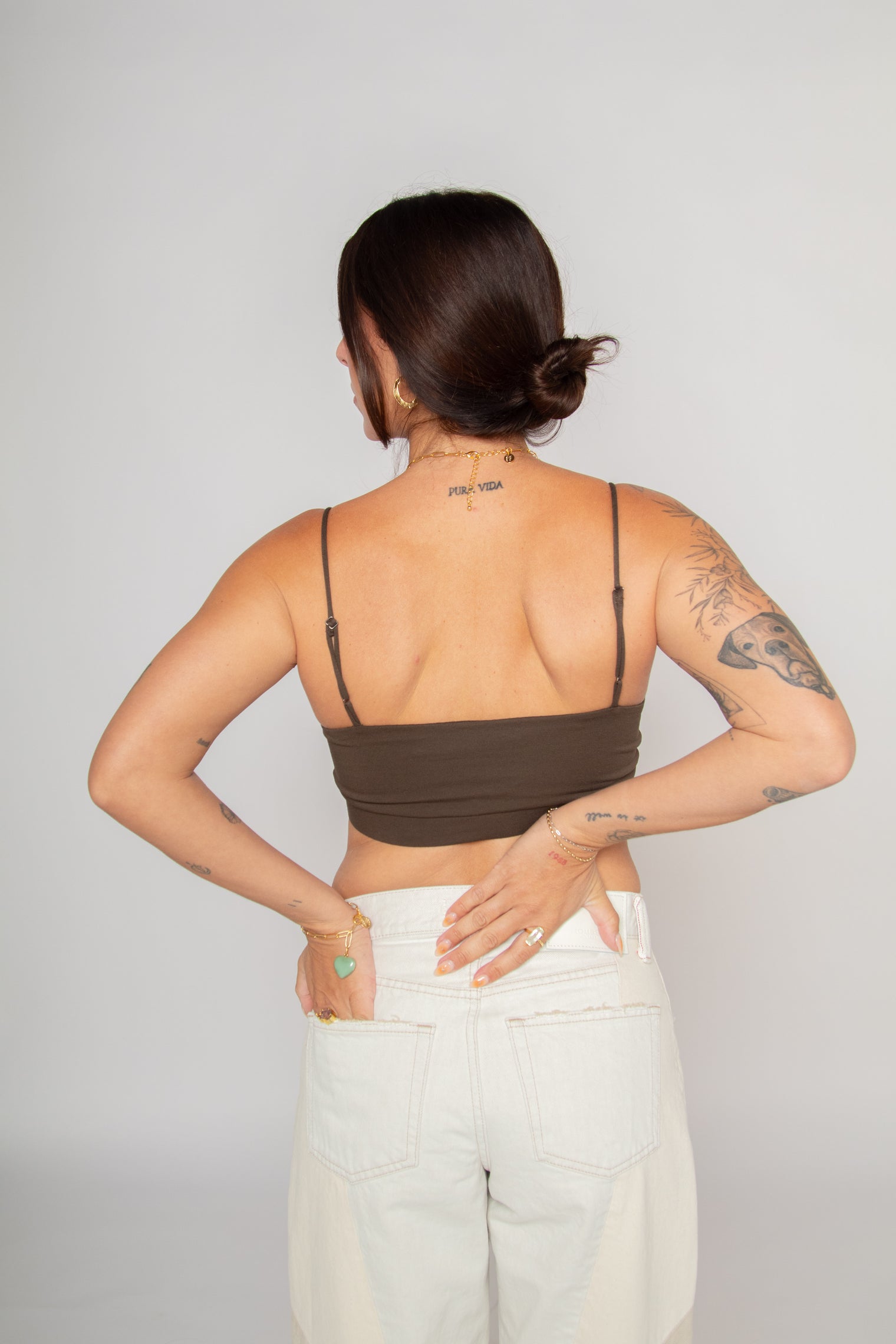 Twisted Front Cut-out Bralette Brown