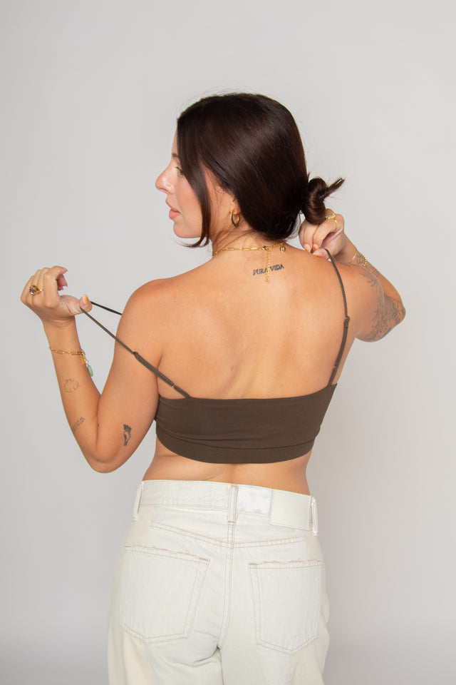 Twisted Front Cut-out Bralette Brown