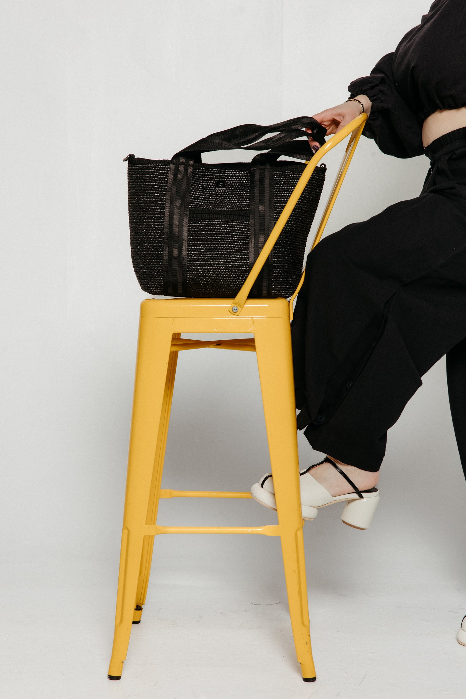 Capri Black Raffia Gifts + Accessories Bags Think Royln