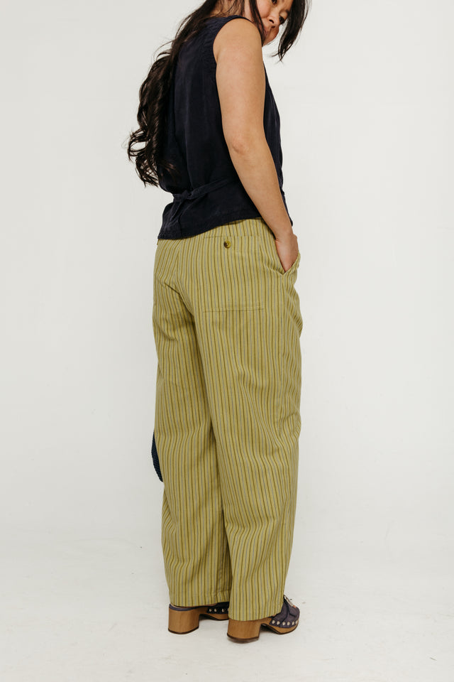 Harper Wide Leg Trousers Avocado Stripe Women's Bottoms Bibico