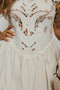Sienna Mini Cutwork Embroidery Dress Beige Women's Dresses Tach Clothing
