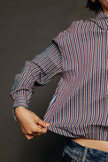 Multi Stripe Blousant Shirt Mix Teal Women's Tops Theo