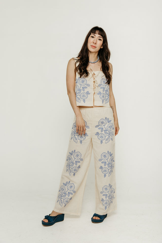 Embroidered Top Light Cream