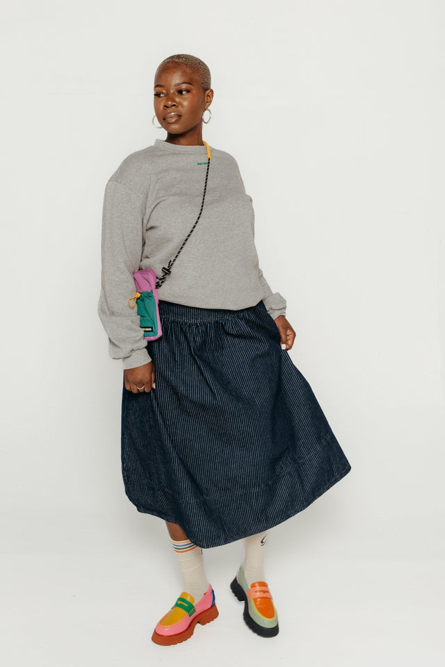 Evase Skirt Pinstripe Soft Denim Women's Bottoms Skirt Bobo Choses