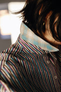Multi Stripe Blousant Shirt Mix Teal Women's Tops Theo