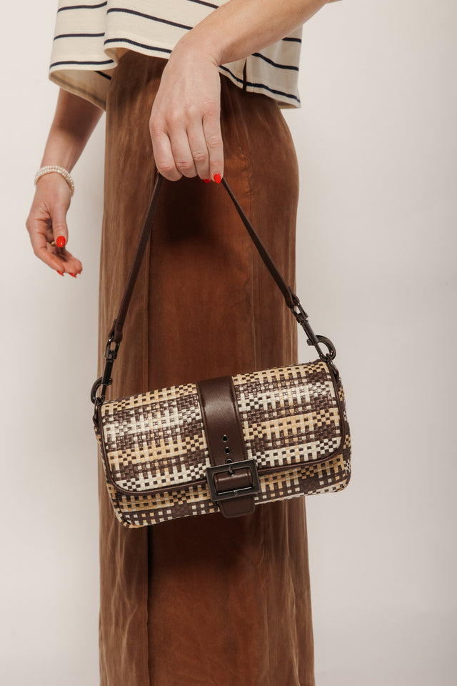 Socialite Espresso/Dune Raffia Gifts + Accessories Bags Think Royln