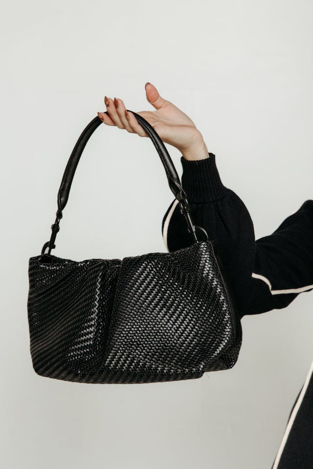 Savannah Black Braided Luxe Gifts + Accessories Bags Think Royln