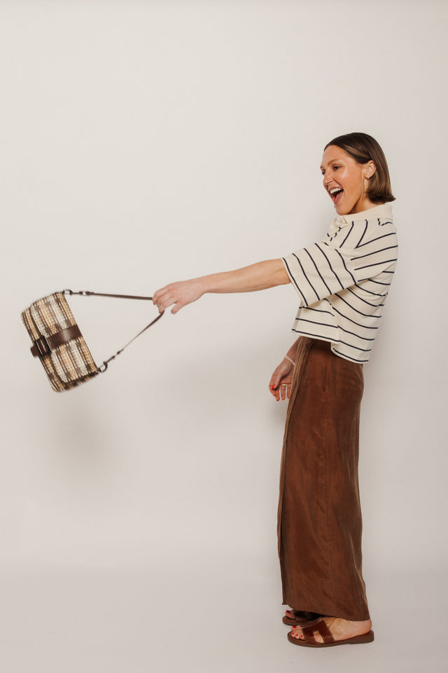 Socialite Espresso/Dune Raffia Gifts + Accessories Bags Think Royln