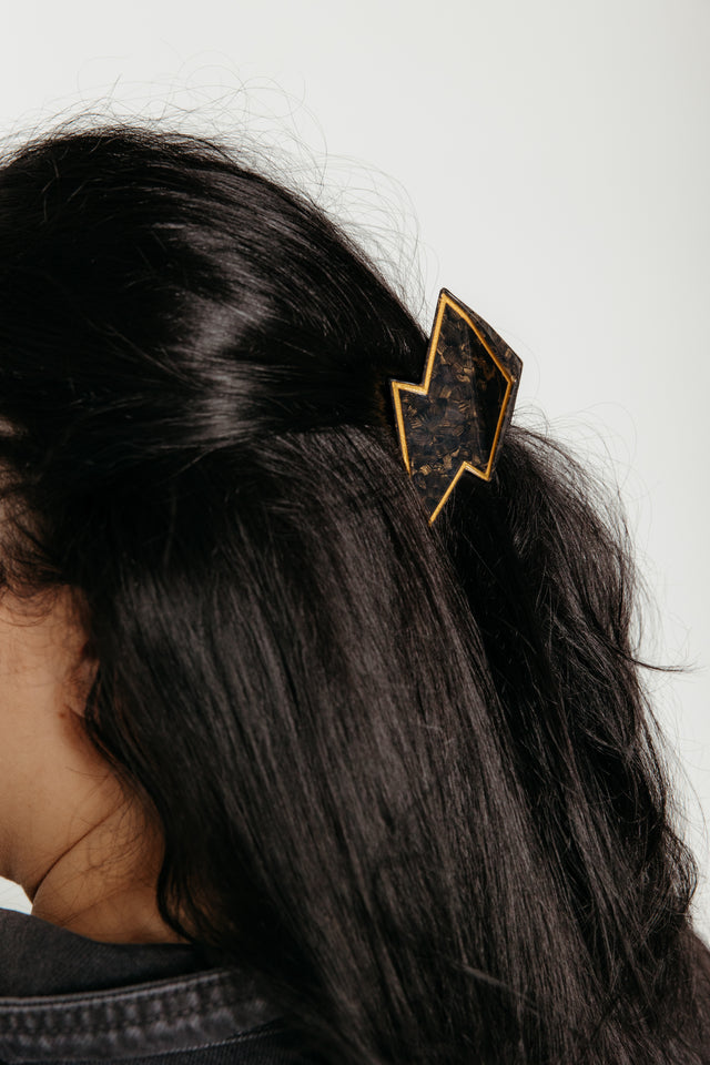 Hand-Painted Lightning Bolt Black Hair Claw Clip Gifts + Accessories Hair Solar Eclipse