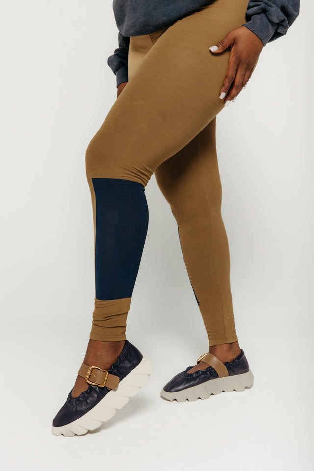Color Block Leggings Khaki Women's Bottoms Bobo Choses