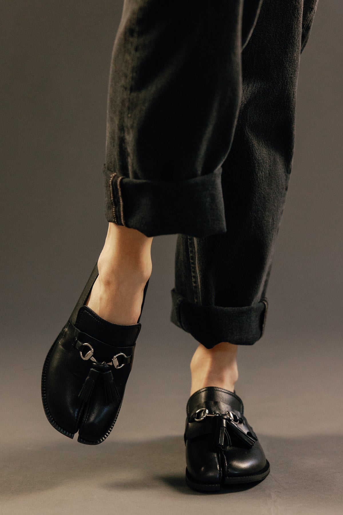 Tassel Split Black Women's Shoes Loafers All Black