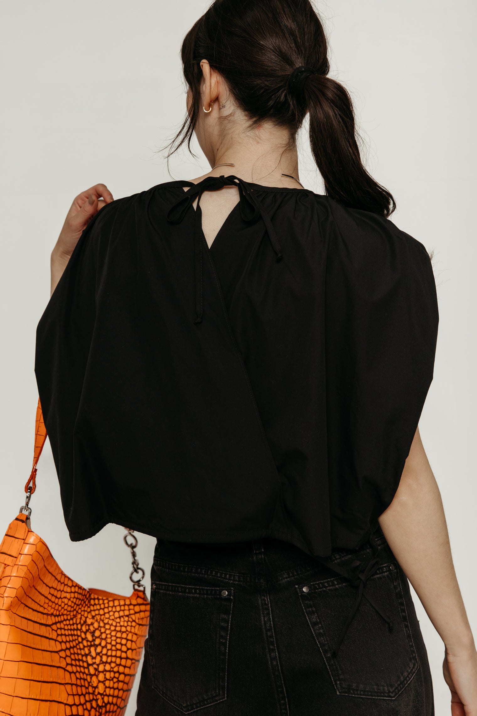 Rose Top Black Poplin Women's Tops SBJ Austin