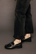 Tassel Split Black Women's Shoes Loafers All Black