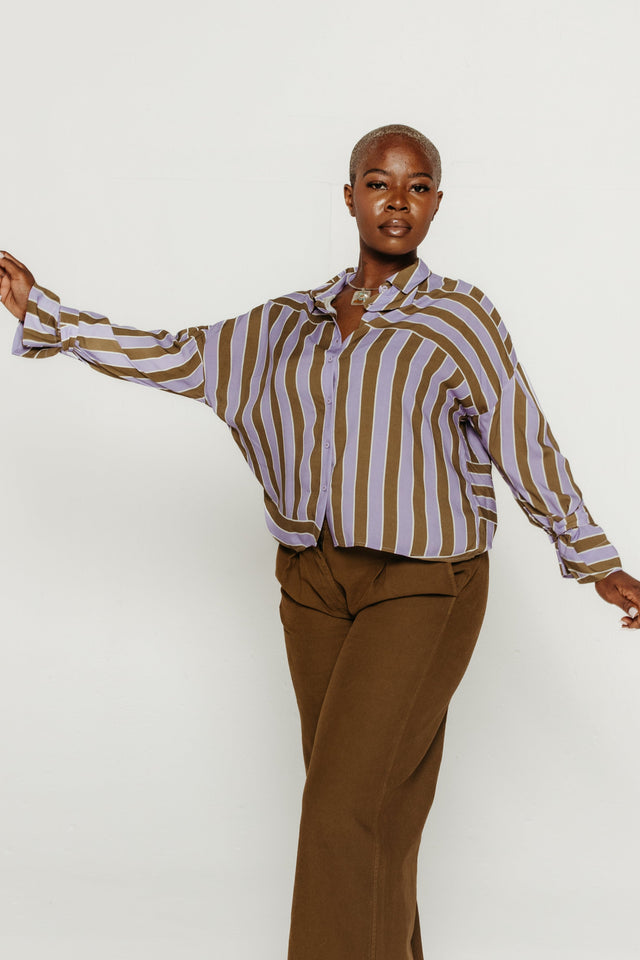 Lone Shirt Khaki & Lavender Women's Tops SKFK