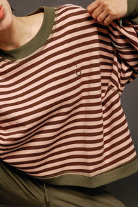 Guru Sweatshirt Dusty Pink Stripe Women's Tops Boom Shankar