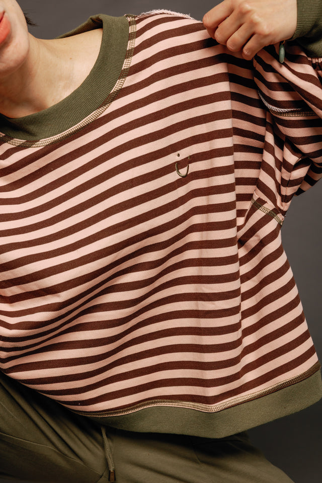 Guru Sweatshirt Dusty Pink Stripe Women's Tops Boom Shankar