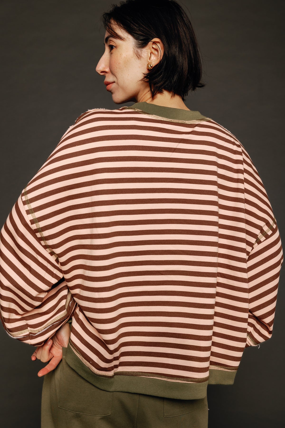 Guru Sweatshirt Dusty Pink Stripe Women's Tops Boom Shankar