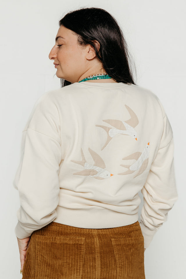 Bird Jodie Sweatshirt White Women's Tops Thinking Mu
