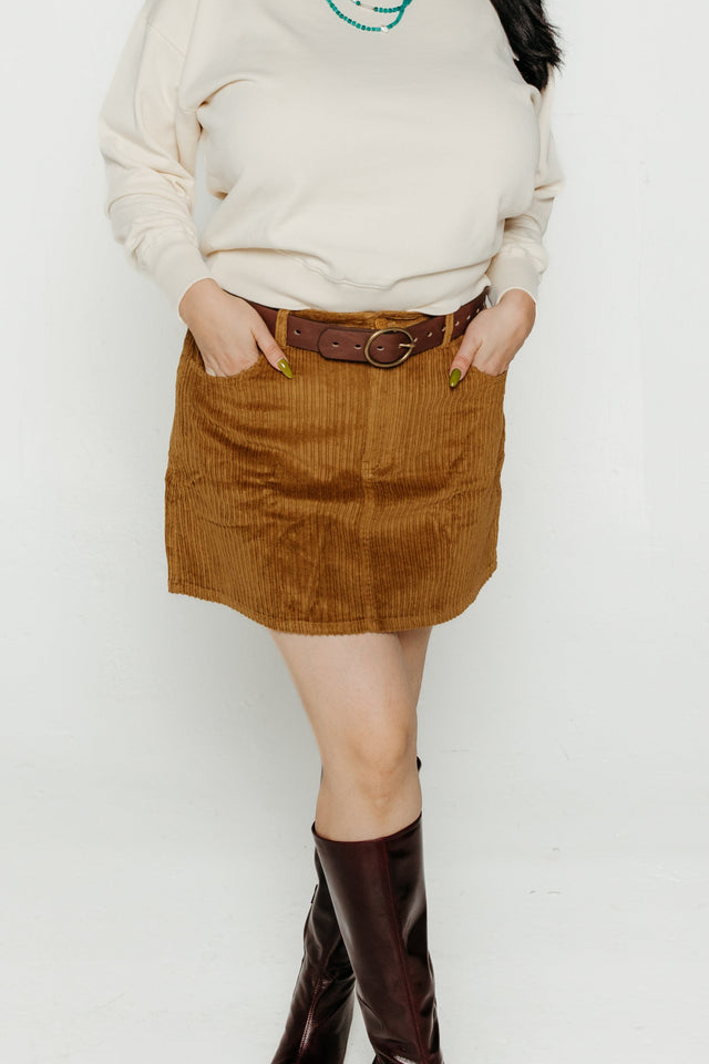Light Oak Corduory Kimmy Skirt Women's Bottoms Skirt Thinking Mu