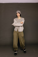 Sloane Cashmere Crewneck Cardigan Heather Grey Women's Tops One Grey Day