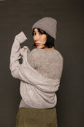 Sloane Cashmere Crewneck Cardigan Heather Grey Women's Tops One Grey Day