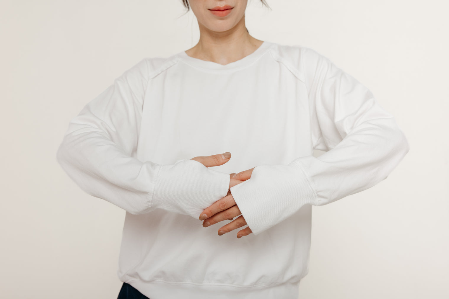 White Sweatshirt Women's Tops MILA