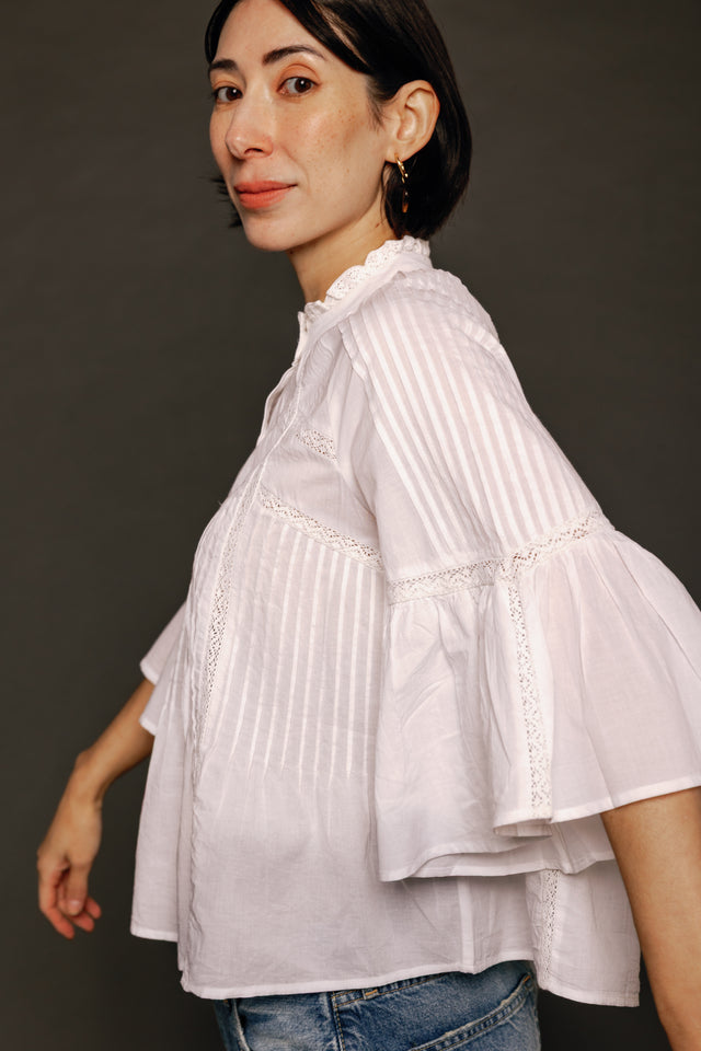 Haru Shirt Embroidered White Women's Tops Boom Shankar