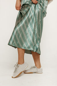 Flowers Bias Cut Skirt Washed Emerald Women's Bottoms Skirt The Tiny Big Sister