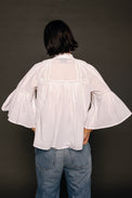Haru Shirt Embroidered White Women's Tops Boom Shankar