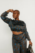 Roses Smocked Top Dark Brown Women's Tops The Tiny Big Sister