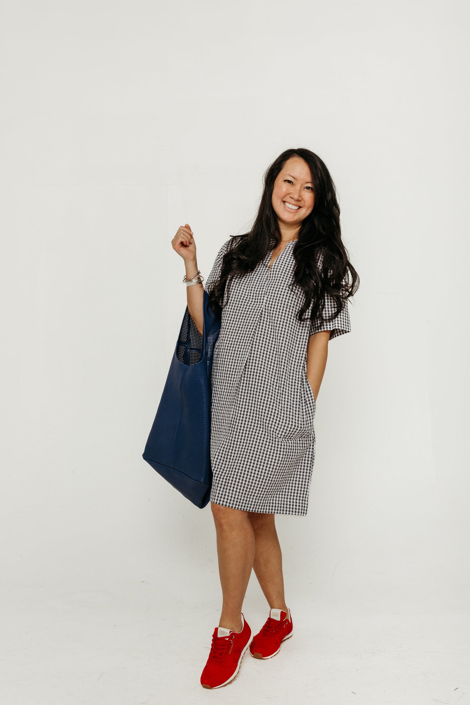 Wren Dress Dove Grey Check Women's Dresses Bibico