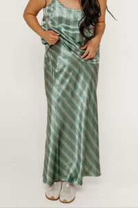 Flowers Bias Cut Skirt Washed Emerald Women's Bottoms Skirt The Tiny Big Sister