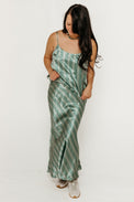 Flowers Bias Cut Skirt Washed Emerald Women's Bottoms Skirt The Tiny Big Sister