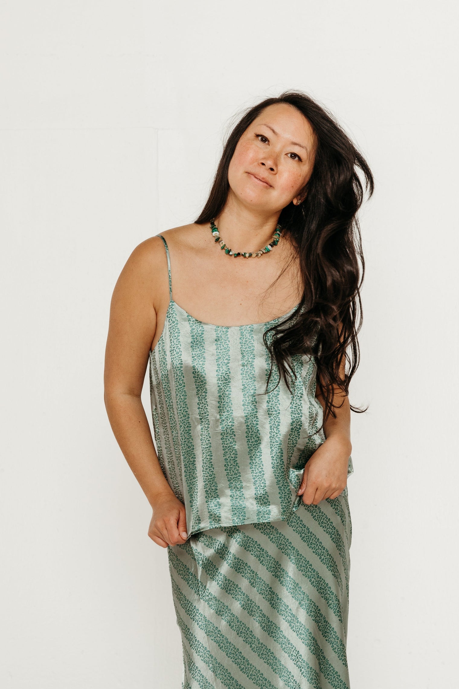 Flowers Straps Top Washed Emerald Women's Tops The Tiny Big Sister